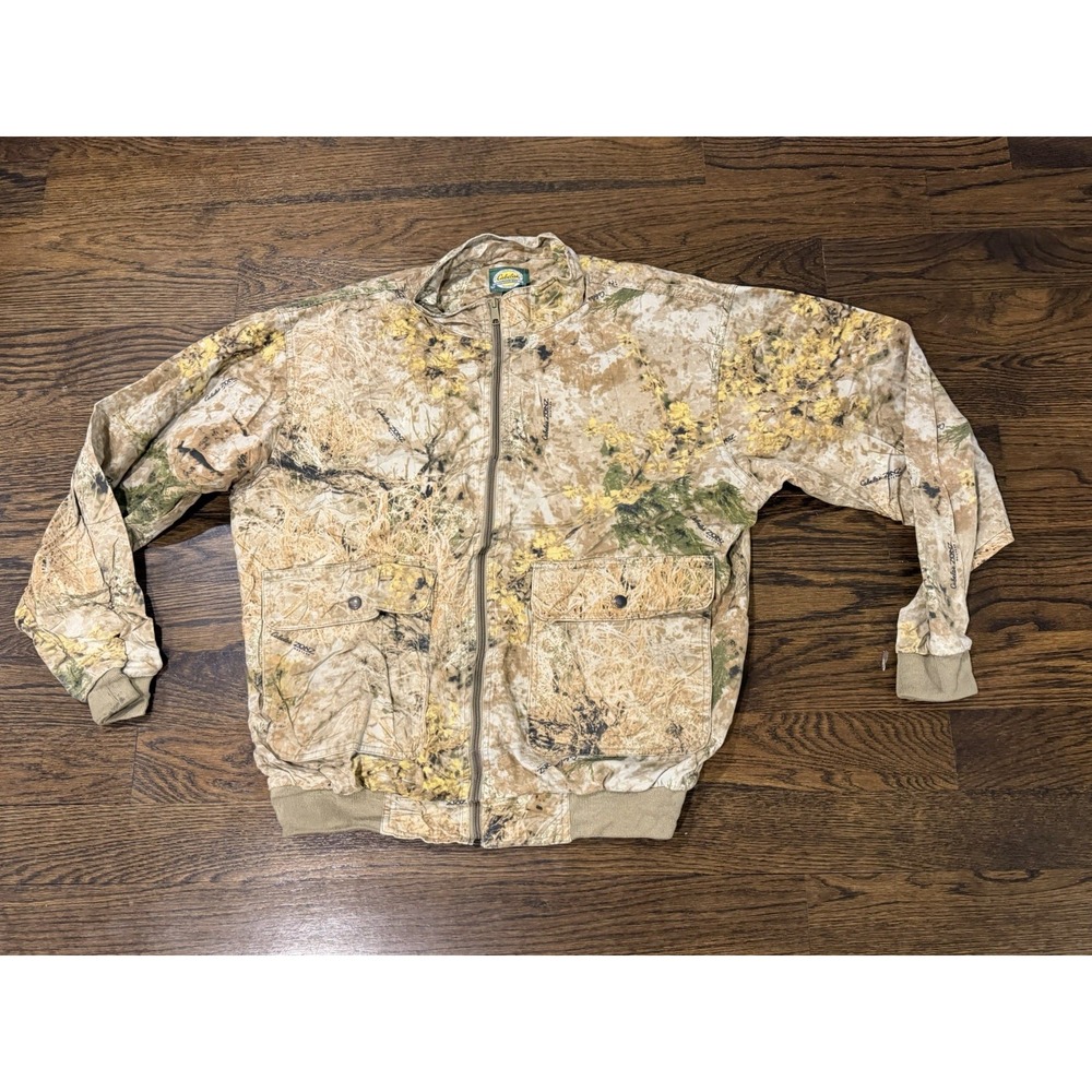 CABELAS Men' Mossy Oak Camo Bomber Full Zip Hunting Jacket Large Tall Bomber